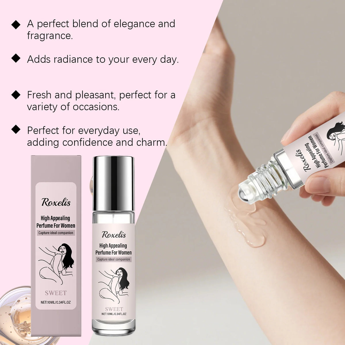 Roxelis 10ml Women Charm Perfume Lasting Natural Sweet Fragrance Daily Commuting Dating Eau De Toilette Pheromone Couple Perfume