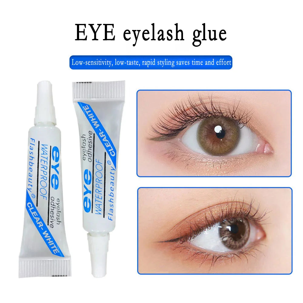 False Eyelash Glue Professional Quick Set - Drying Eyelash Adhesive Sealant Super Strong Long-Lasting Waterproof Glue + Tweezers