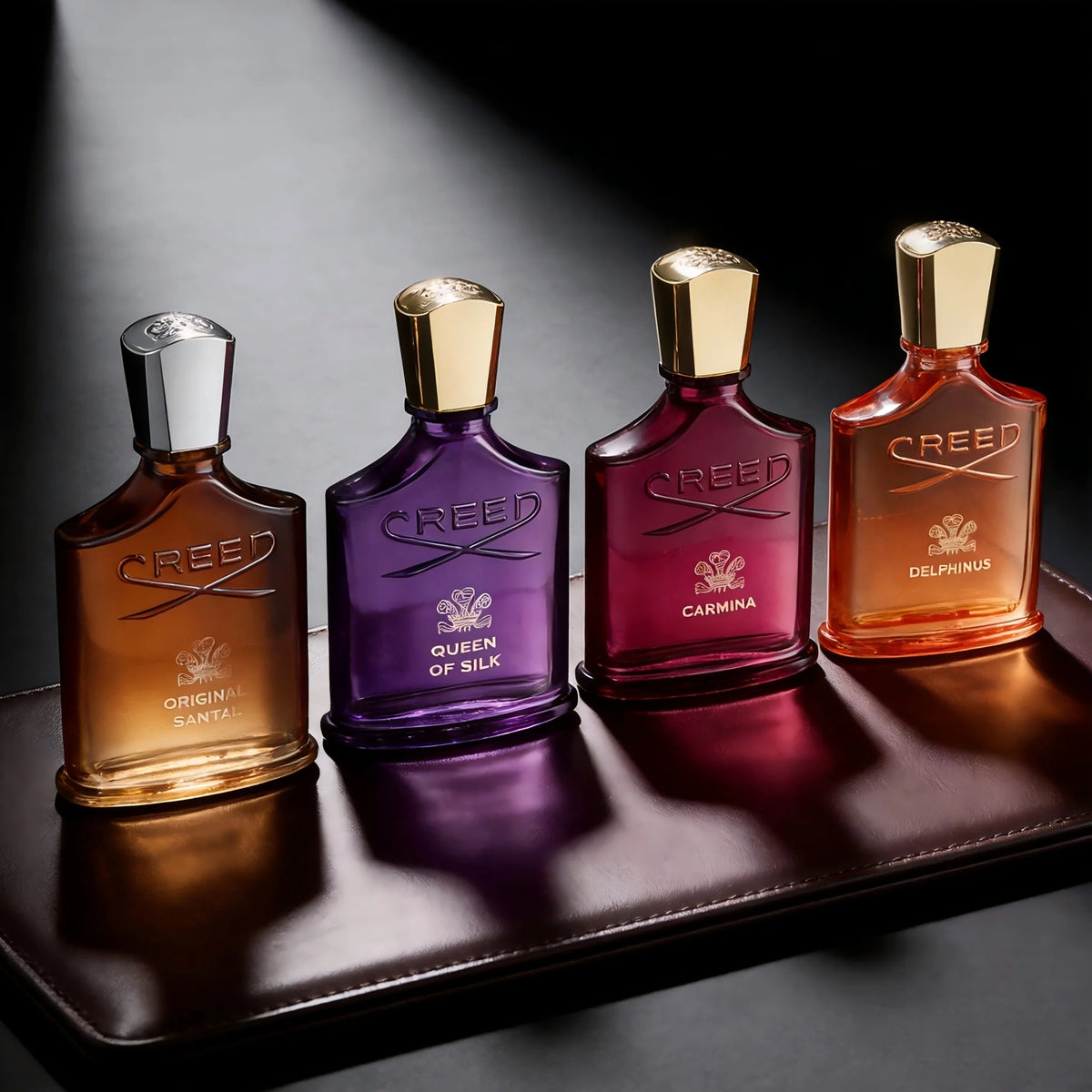 Creed EDP Perfume 3.3floz, available in Original Santal, Queen of Silk, Carmina, Delphinus. Rich woody, floral and amber scent, long‑lasting fragrance. Classic bottle design, perfect for daily wear, dating and holiday gift.