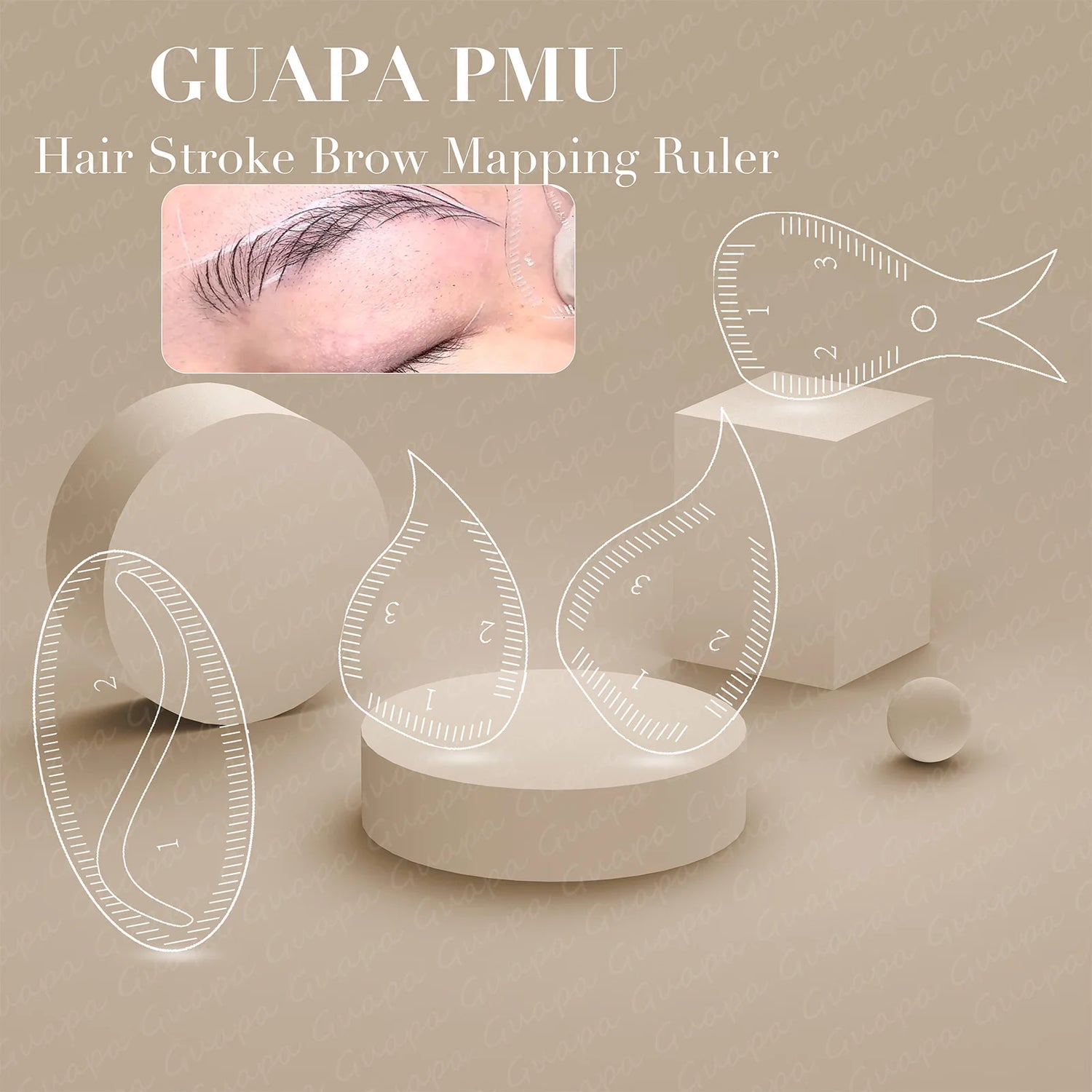 Tear Drop Arch Brow Mapping Tool Kit 1 Minute Brow Shaping Ruler Template Stencils Fast Drawing PMU Eyebrow Hairstroke Eyeliner