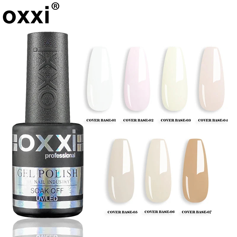 OXXI 10ml Natural Base for Gel Varnish Semipermanent Nude Rubber Base Gellac Nails Art Jelly Color UV Nail Base Coat Nail Polish