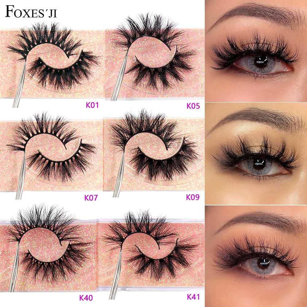 FOXESJI 3D Mink Eye Lashes Clusters Fluffy Thick Strip Lashes Extension High Volume False Eyelashes Natural Soft Mink Lashes