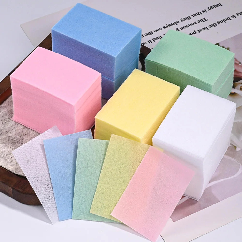 100/600pcs/Lot Lint Free Nail Wipes 5colors Gel Nail Polish Remover Coffon Pads for Beauty Makeup Cleaning Manicure Salon Tools