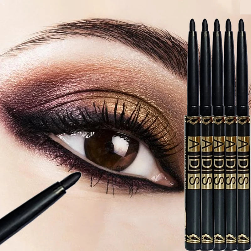 1/2/5Pcs Punk Black Eyeliner Gel Pencil Waterproof Quick Dry High Pigmented Matte Smooth Liner Beginner Friendly Bold Eye Makeup