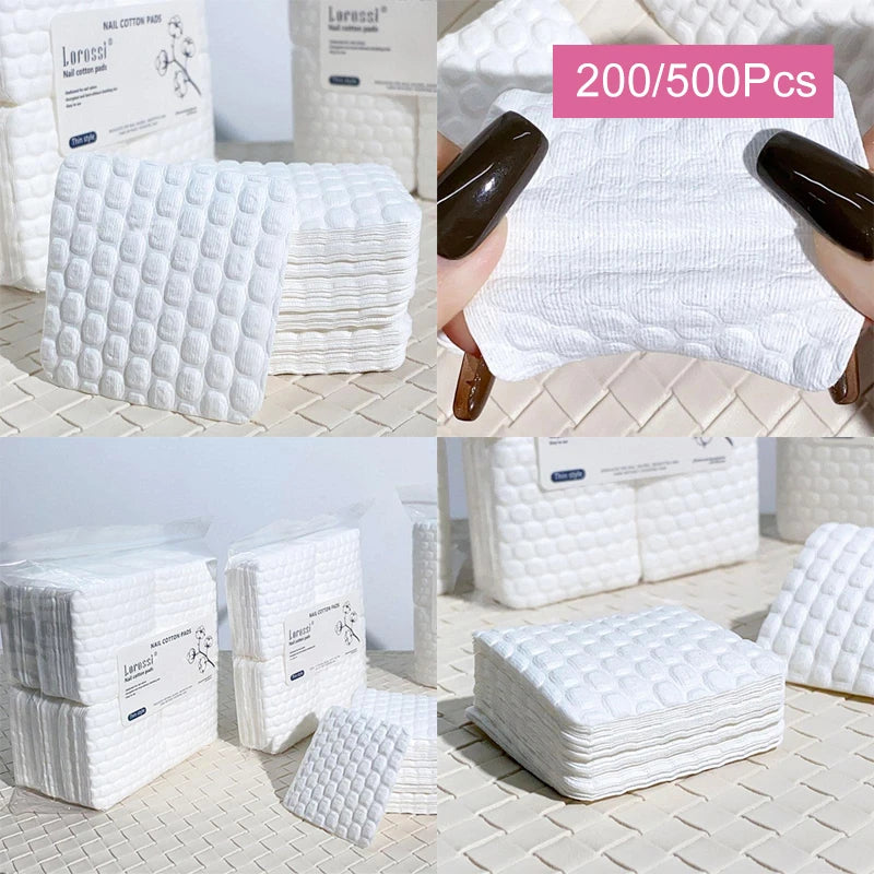200/500 Pcs Nail Cotton Pad Polish Remover Gel Clean Manicure Napkins Lint-Free Wipes Cotton Cleaner Paper Pads Varnish Tool