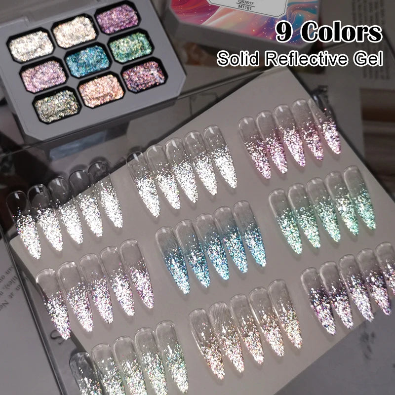 9 Colors Dreamscape Diamond Dust Reflective Glitter Gel Nail Polish Gradient Semi Permanent Soak Off UV LED Shiny Nail Art Gel