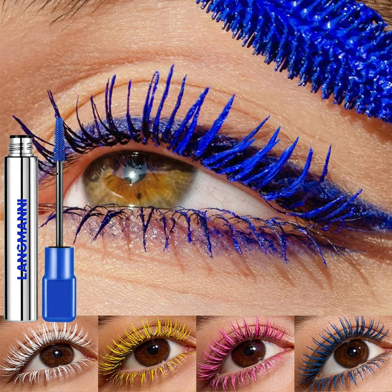 Silk Fiber Matte Blue Mascara Colorful Big Brush Lengthen Eyelashes Waterproof Lasting Fast Dry GreenPink Curling Mascara Makeup