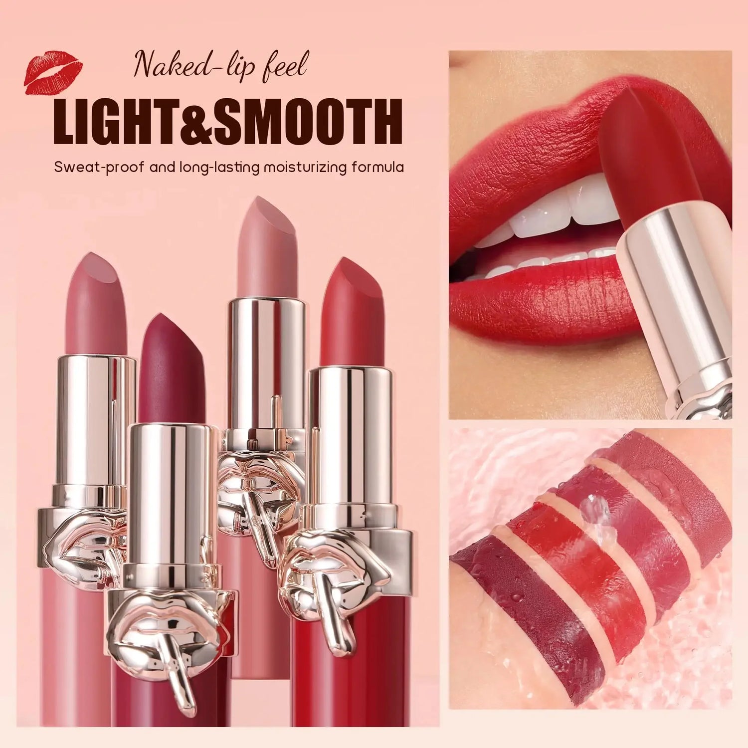Long Lasting Velvet Lipstick Creamy Moisturizing Waterproof Non Stick Cup Rich Color 6 Shades Smooth Lip Makeup Women