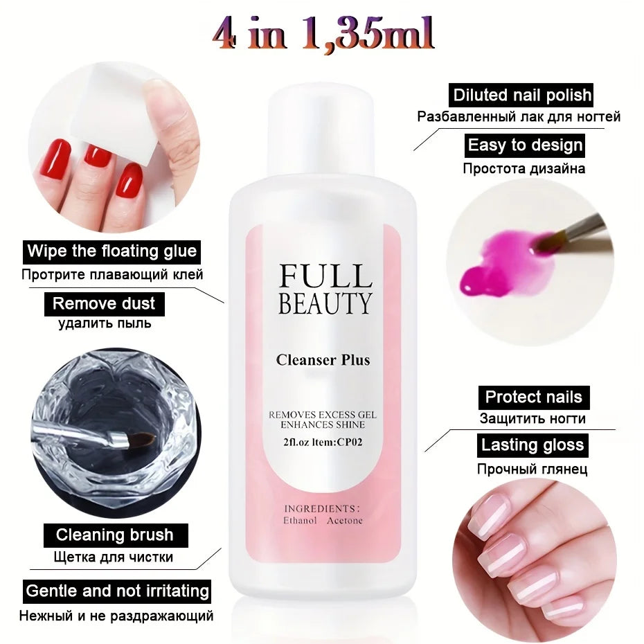 35ml Nail Degreaser Liquid Surface Sticky Layer Gel Polish Excess Remover Acetone Nail Extension Auxiliary Nail Art Cleaner Plus