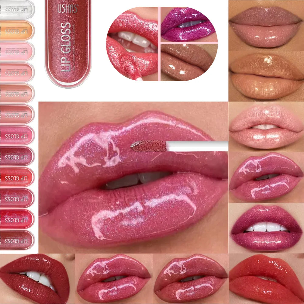 12 colors mirror fine flash liquid lipstick pearlescent color waterproof sweatproof non-stick cup lip gloss