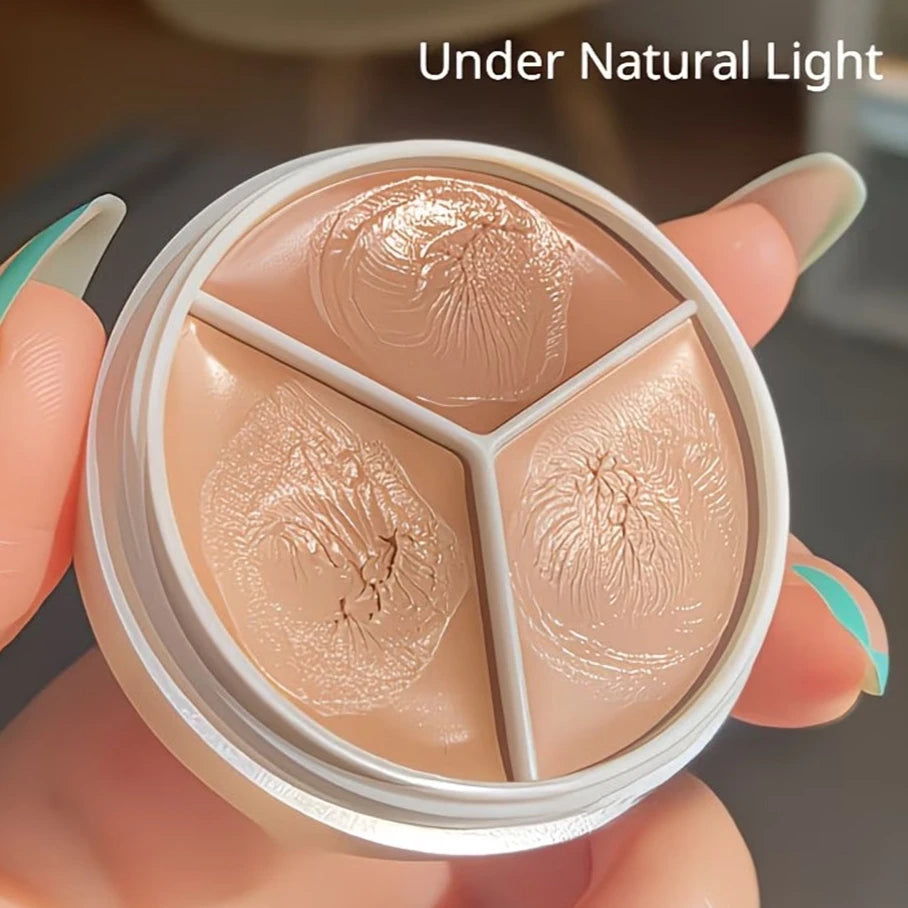 3-Color Cream Concealer Palette-Waterproof,Long-Lasting Coverage for Acne,Dark Circles & Redness-Natural,Korean Beauty Makeup