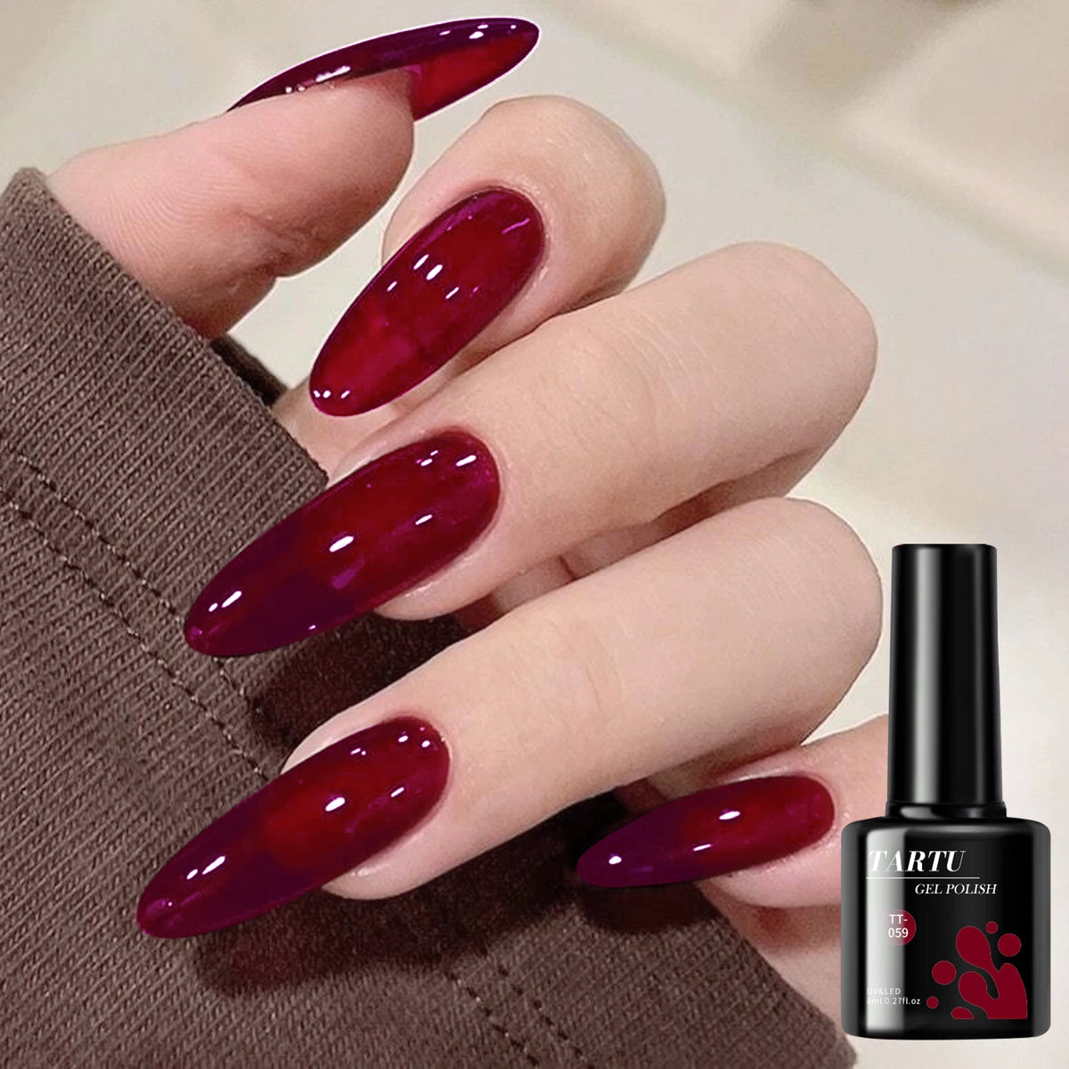1PC 8ML Jelly Natural Gel Nail Translucent Black Pink Blue Purple Gel Polish UV/LED Soak Off Gel Polish for DIY Holiday Gift