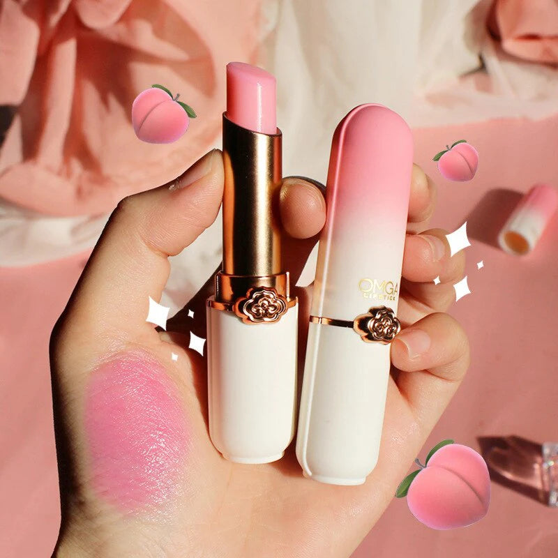Crystal Temperature Change Lip Balm Aloe Strawberry Lipstick Peach Lip Balm Natural Pink Lipsticks Girl's Lip Care Beauty Makeup
