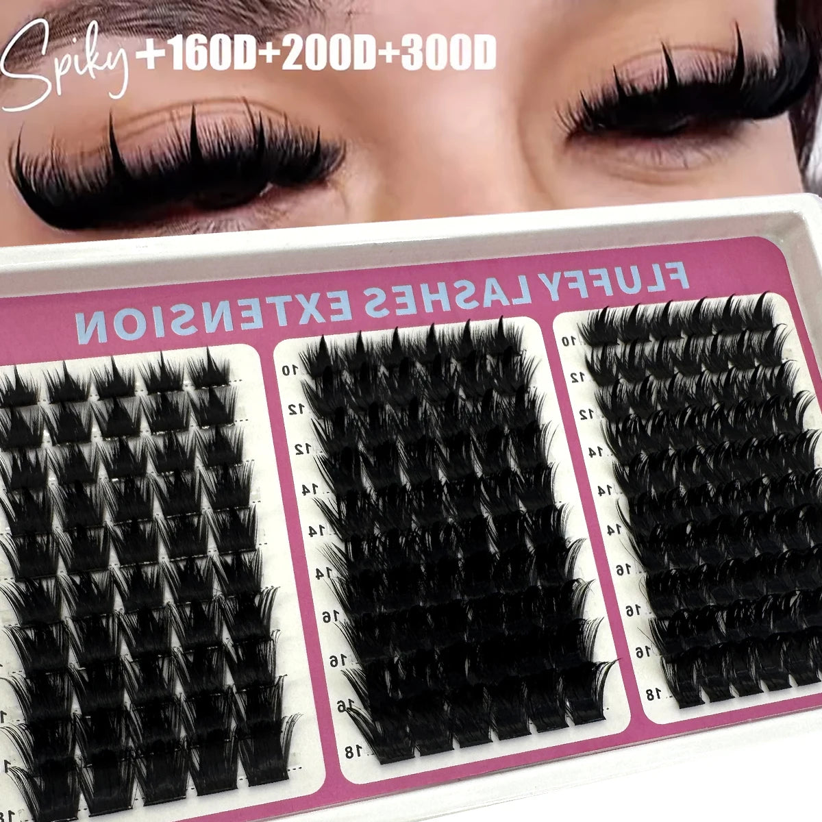 10-18mm Bottom&Spiky Lashes Clusters Volume Individual Lashes Cluster Extensions Spikes Lashes Clusters DIY Fairy/Manga