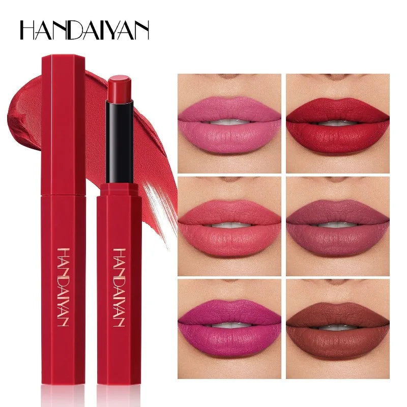 6 Colors Matte Lipstick Pencil Waterproof Long Lasting Non-Stick Cup Sexy Red Solid Lip Gloss Nude Pink Tint Lipstick Pen Makeup