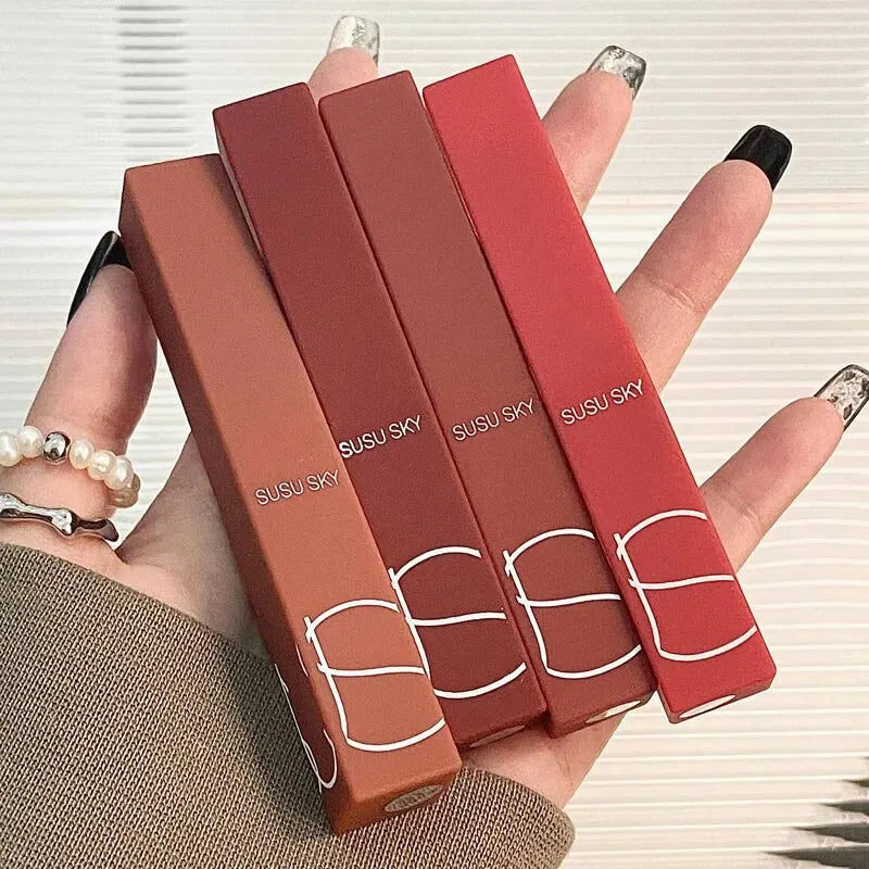 TX010 Thin Tube Matte Lipstick Waterproof Sweatproof Long-Lasting Makeup Resistant Dual Use on Lips And Cheeks