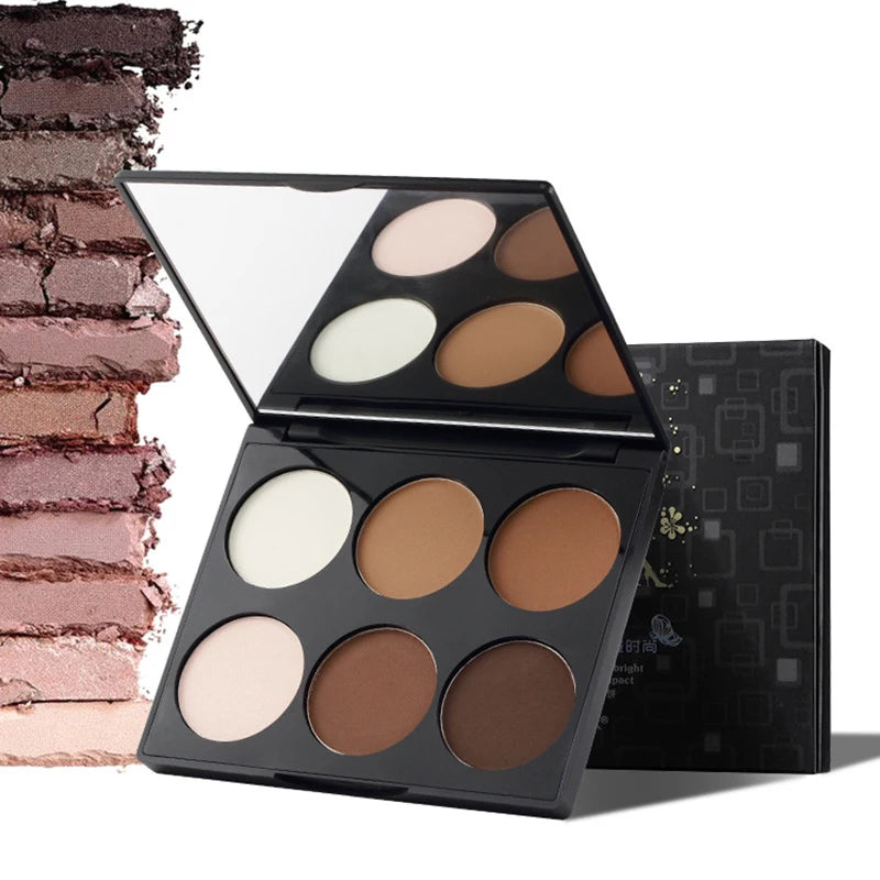 6 Colors Highlighter Contour Palette Makeup 3D Bronzer Matte Contour Palette Face Bronzer Professional Highlight Contour Palette