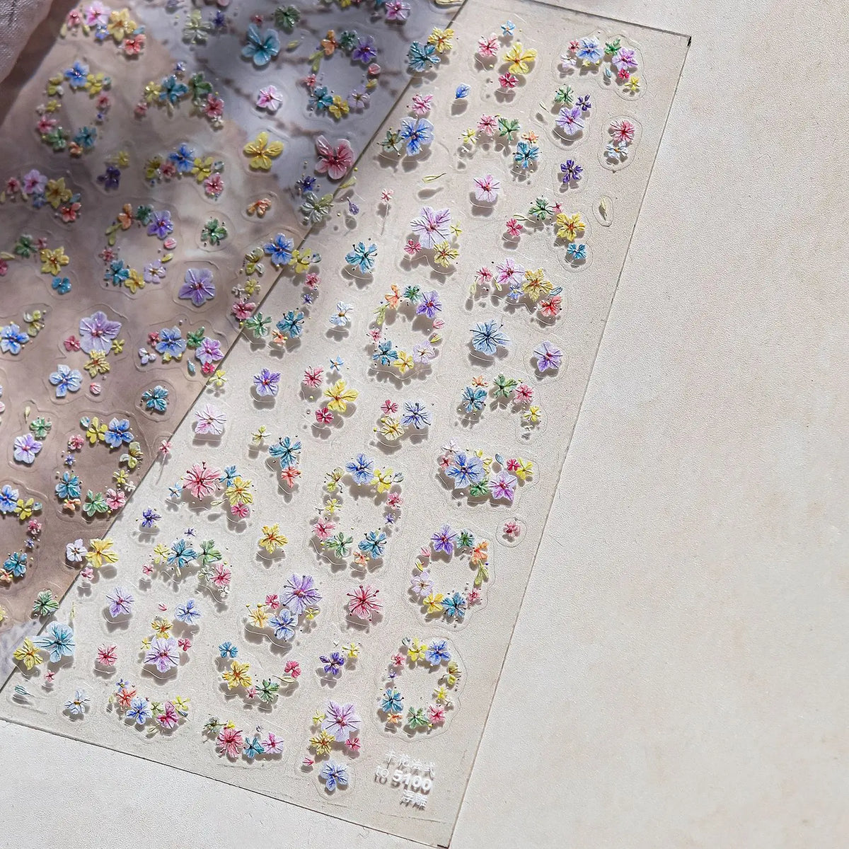 Colored Floral Plant 5D Dried Flower Petal Garland Wreath Nail Art Sticker French Shiny Self Adhesive Decoration Manicure Decal