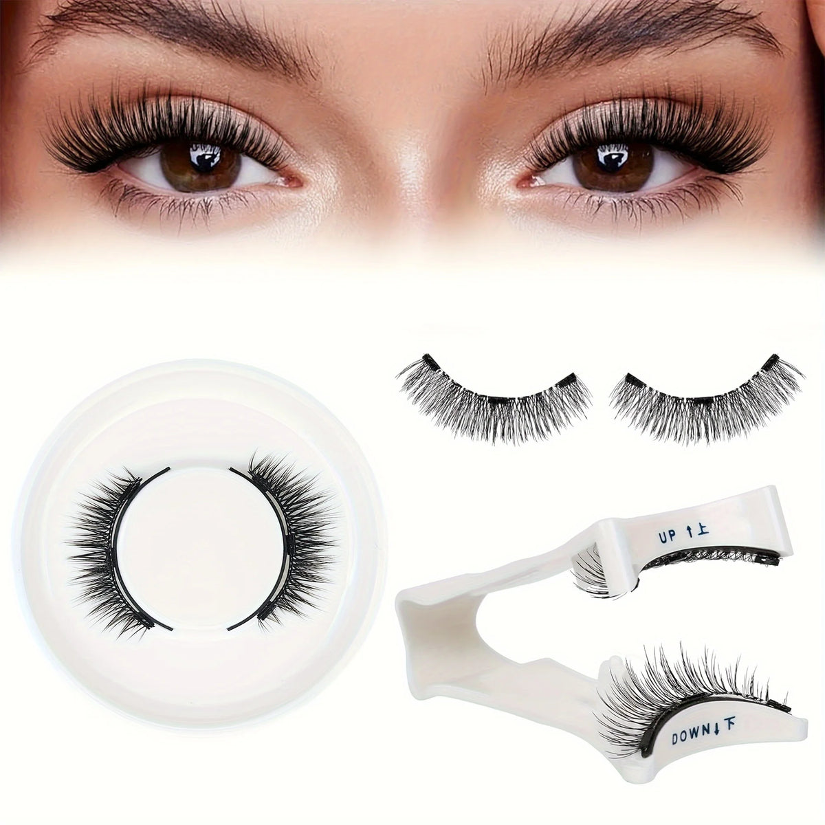 False Eyelashes Magnetic Eyelashes Glue Free No Glue Eyelashes 1 Pair with 1 Lash Applicator Feathery False Eyelashes Natural