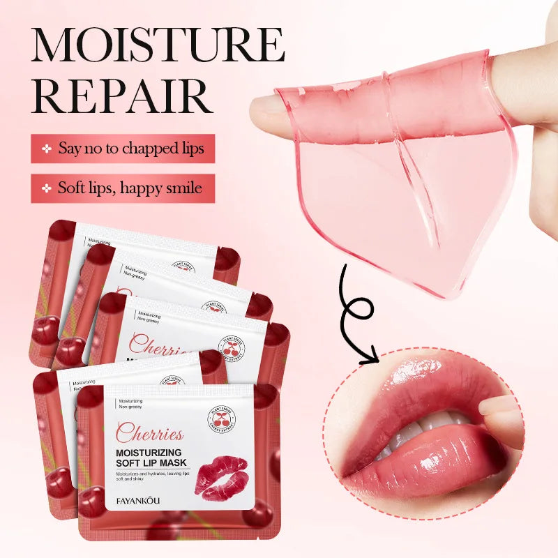 5/10/20pcs Fruit Crystal Collagen Lip Mask Hydrating Lips Moisturizer Plump Cherry Strawberry Lip Patches Lips Plumper Skin Care