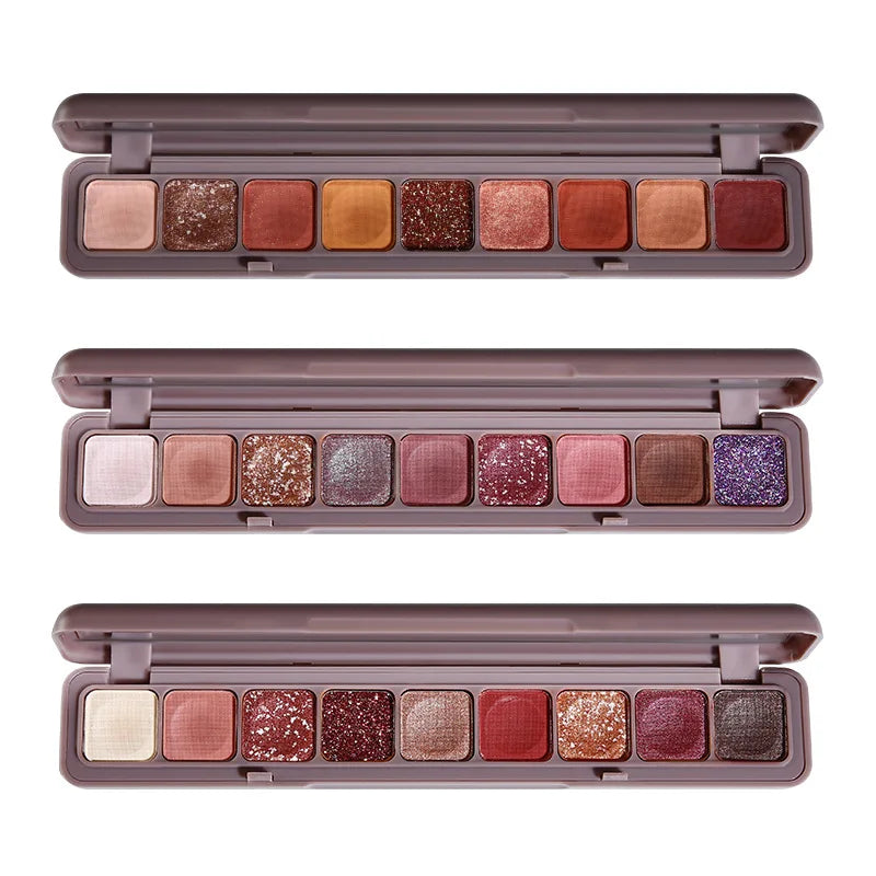 9 Colors Eye Shadow Palette Neutral Gray and Brown Earthy Tone Matte Pearl Eyeshadow Girl Beginner Makeup Eyeshadow Tray