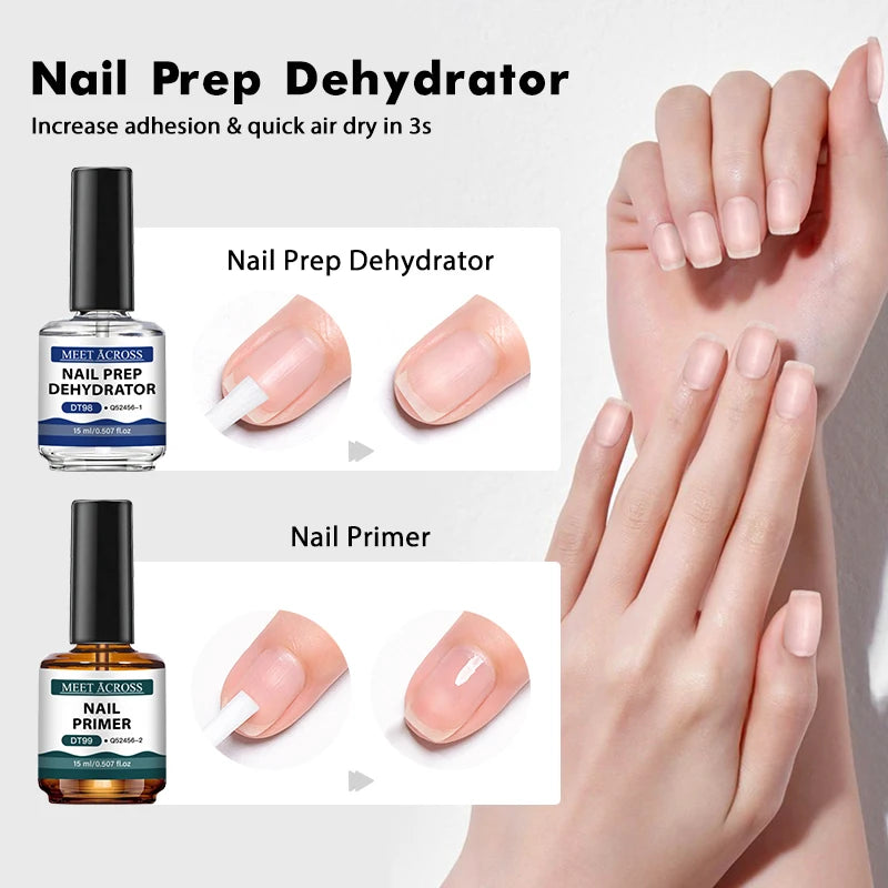 7pcs Nail Gel Polish Remover No-acid Primer Nail Prep Dehydrator Base Top Coat Set Soak-Off UV Gel Varnish for Manicure Pedicure