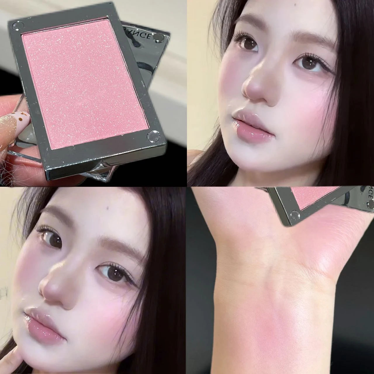 Monochrome Blush Palette Matte Shimmer Peach Pink Rouge Rose Red Cheek Tint Blusher Powder Natural Face Contouring Shadow Makeup