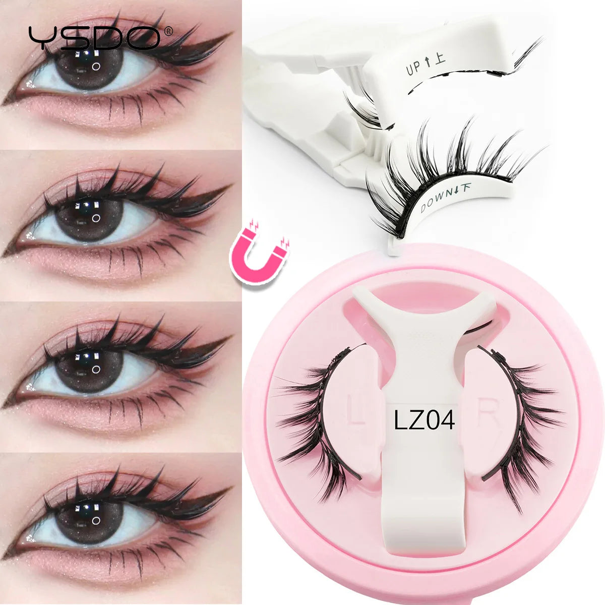 YSDO Magnetic Eyelashes Reusable Winged Magnetic 3D Mink Lashes Long-Lasting No Glue Needed False Eyelashes With Tweezer Makeup