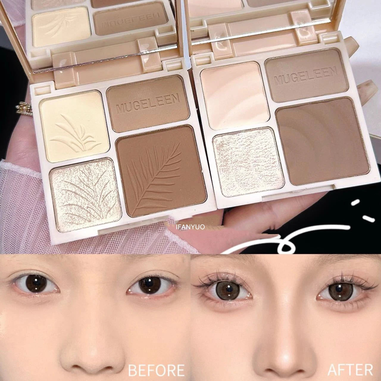 4Colors Matte Highlighter Contour 3D Facial Bronzer Brightening Glitter Highlight Palette Eye Shadow Nose Powder Makeup Cosmetic
