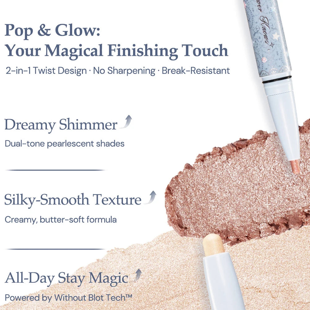 Flower Knows Shell's Jewel Dual-Ended Highlighting Stick Mermaid Glow Contour Pen Long Lasting Waterproof Makeup Highlighter