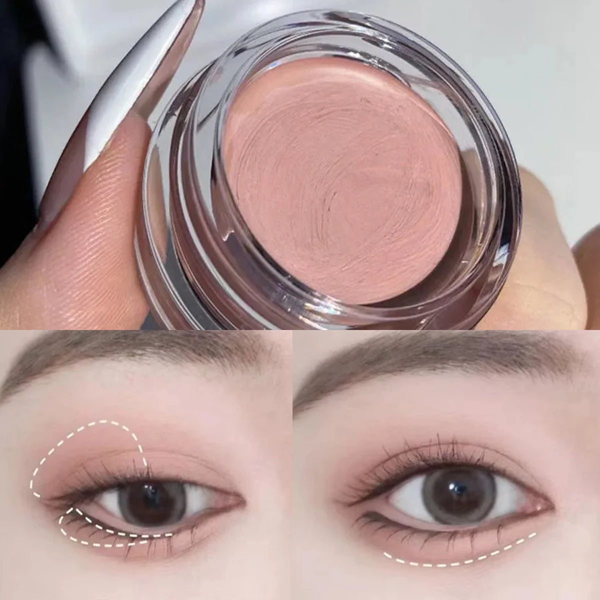Matte Nude Eyeshadow Cream Waterproof Silky Smooth Eye Shadow Primer Pigment Pink Brown Long Lasting Monochrome Peach Eye Makeup