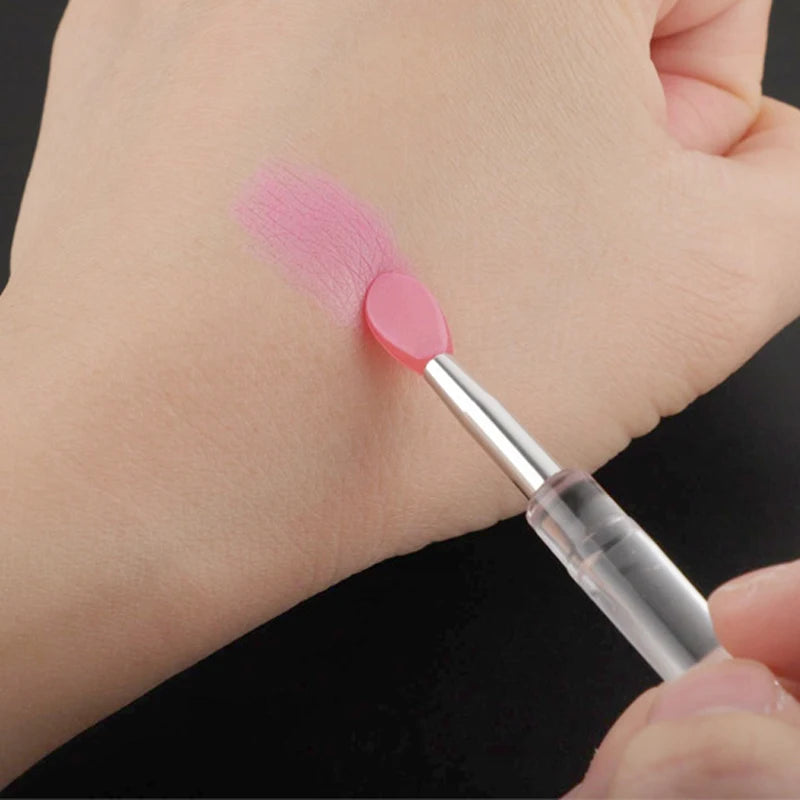 Silicone Lip Mask Brushes (Transparent/Pink)- Portable Lip Scrub Applicator, Soft Silicone Tip for Lip Balm/Lip Mask