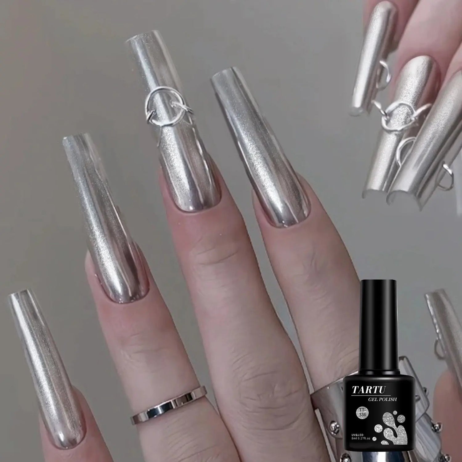 8ml Silver Gold Champagne Purple Glitter Gel Nail Polish, Soak Off LED/UV,Gel Polish Nail Art, Long-lasting and Quick-Drying