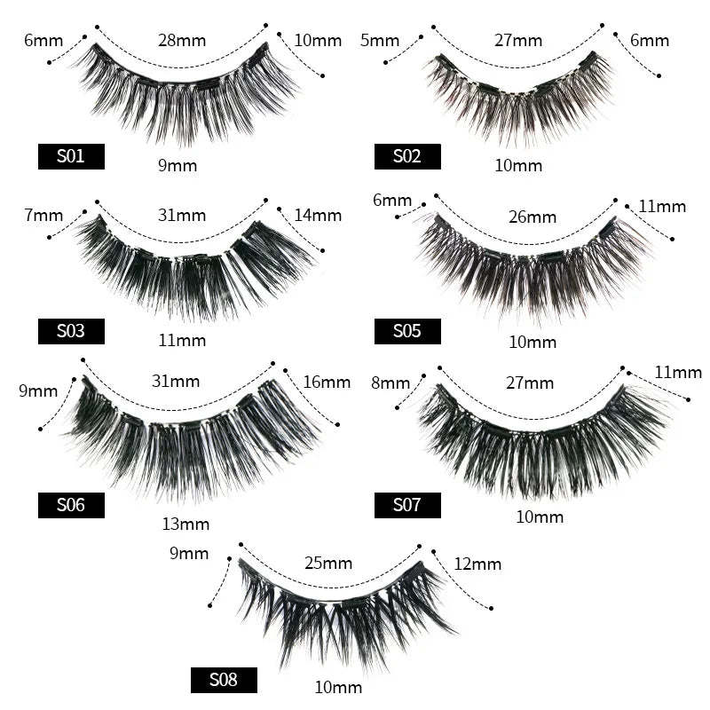 4 Magnetic Eyelash Set, Portable One-Box Glue-Free Soft Magnet False Eyelashes, Dense Cross-Border Lashes