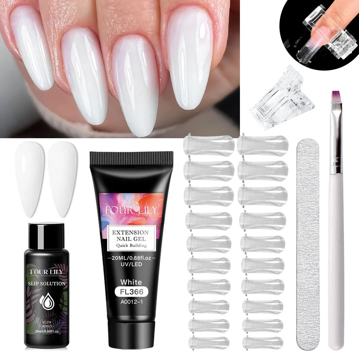 20ml Quick Extension Gel Nail Polish Set Nude Pink Milk White Long Lasting Building Gel Polish Kits for Nail Art Manicure Vernis