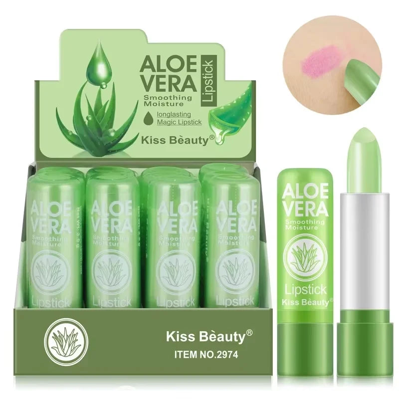 1/12pcs Color Changing Tinted Lip Balm Lipstick Aloe Vera Lipstick Moisturizing Long Lasting Moisturizing Nourishing Lip Care