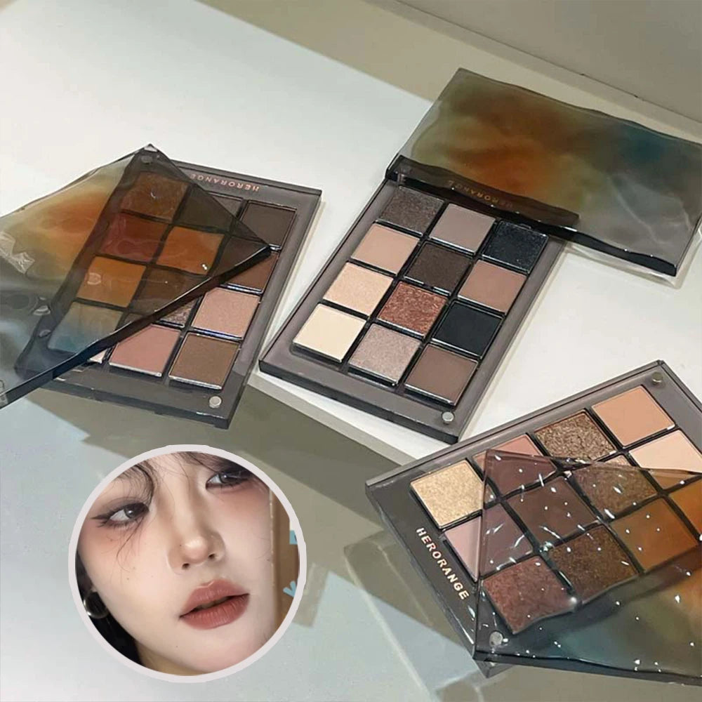 HERORANGE 12-color Eyeshadow Palette with Multiple Colors to Suit All Makeup Looks Dark Eyeshadow Palette