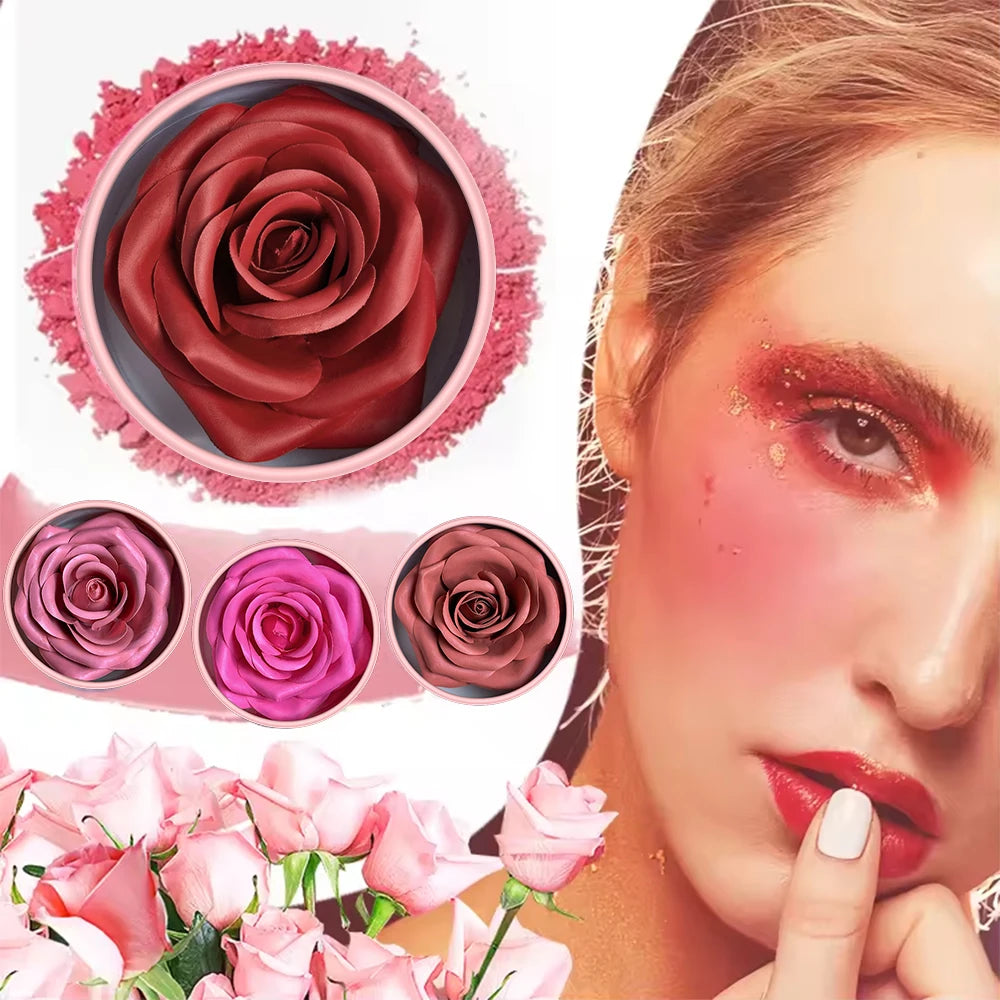 3D Rose Blush Highlighter Naturally Enhances Complexion Small Petal Nude Makeup Easy To Color Long Lasting Women Facial Makeup