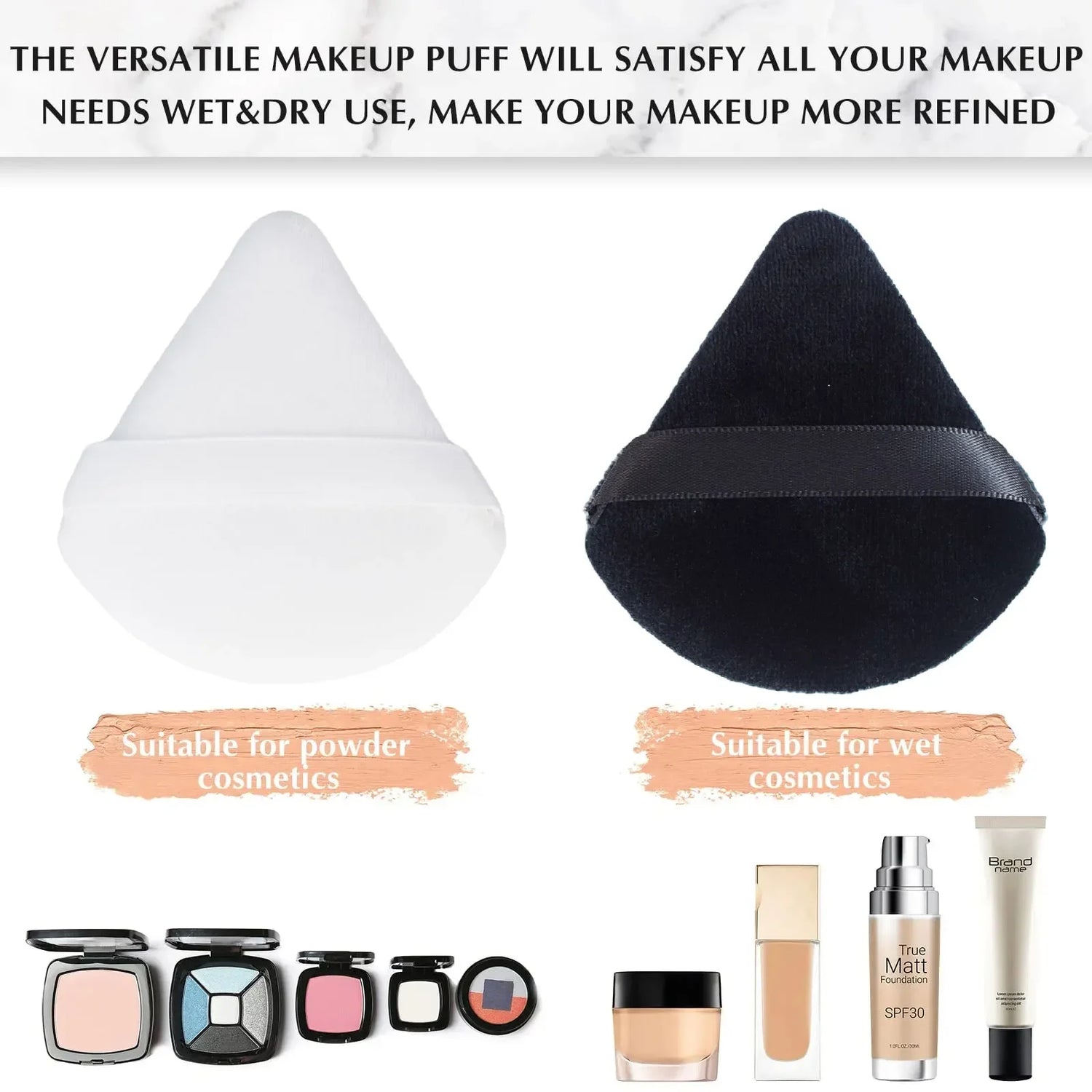 10-20PCS Triangle Velvet Powder Puff Set - Dual Use Face/Body Makeup Sponges | Hypoallergenic Travel Essential Vegan Tools
