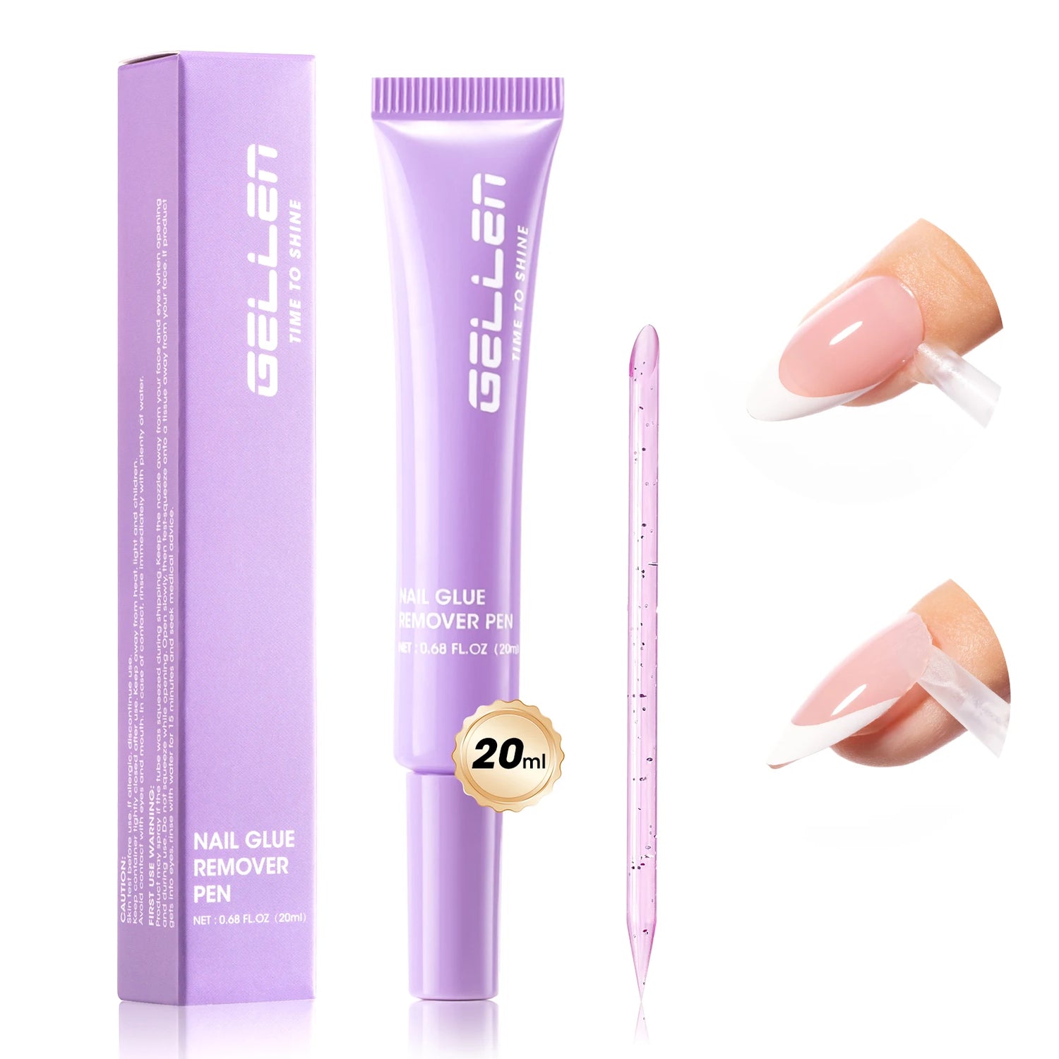 GELLEN 20ml Nail Glue Remover Pen Fast Gentle Removal for Press On Fake Nail Tips Non Acetone Safe Manicure Tool Nail Art Care