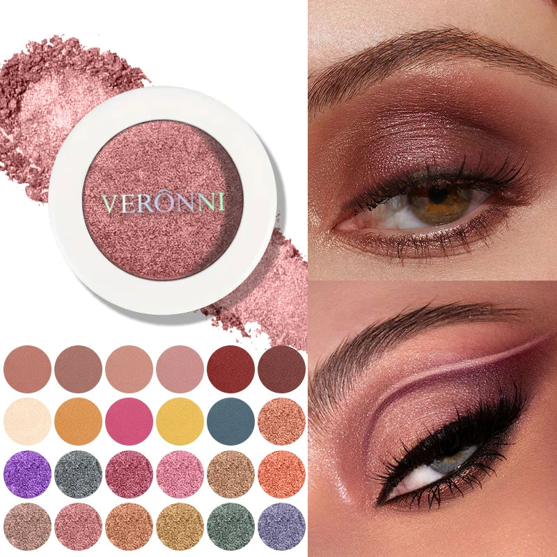VERONNI Single Eyeshadow Matte Shimmer Glitter High Pigment Waterproof Long Lasting Easy To Blend Eye Shadow Makeup Cosmetics