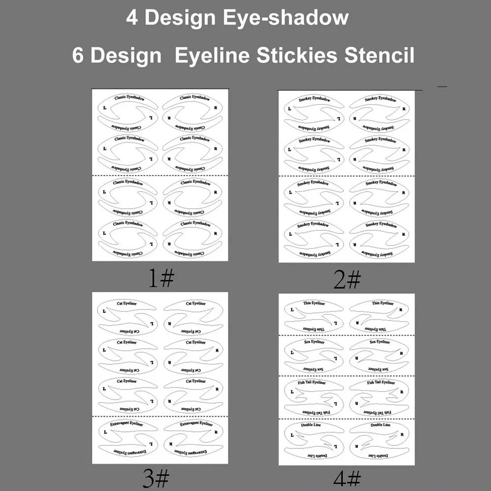 4 Sheets Makeup Template Sticker Eyebrow Stencil Tools Eyeliner Eye Shadow Stencil Sticker