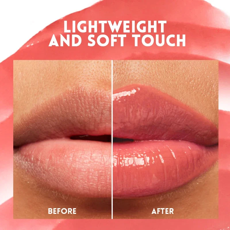 Clear Watery Lip Glaze, Mirror Shine Non-Stick Cup Lip Gloss, Long Lasting Moisturizing Water Light Glass Lip Tint