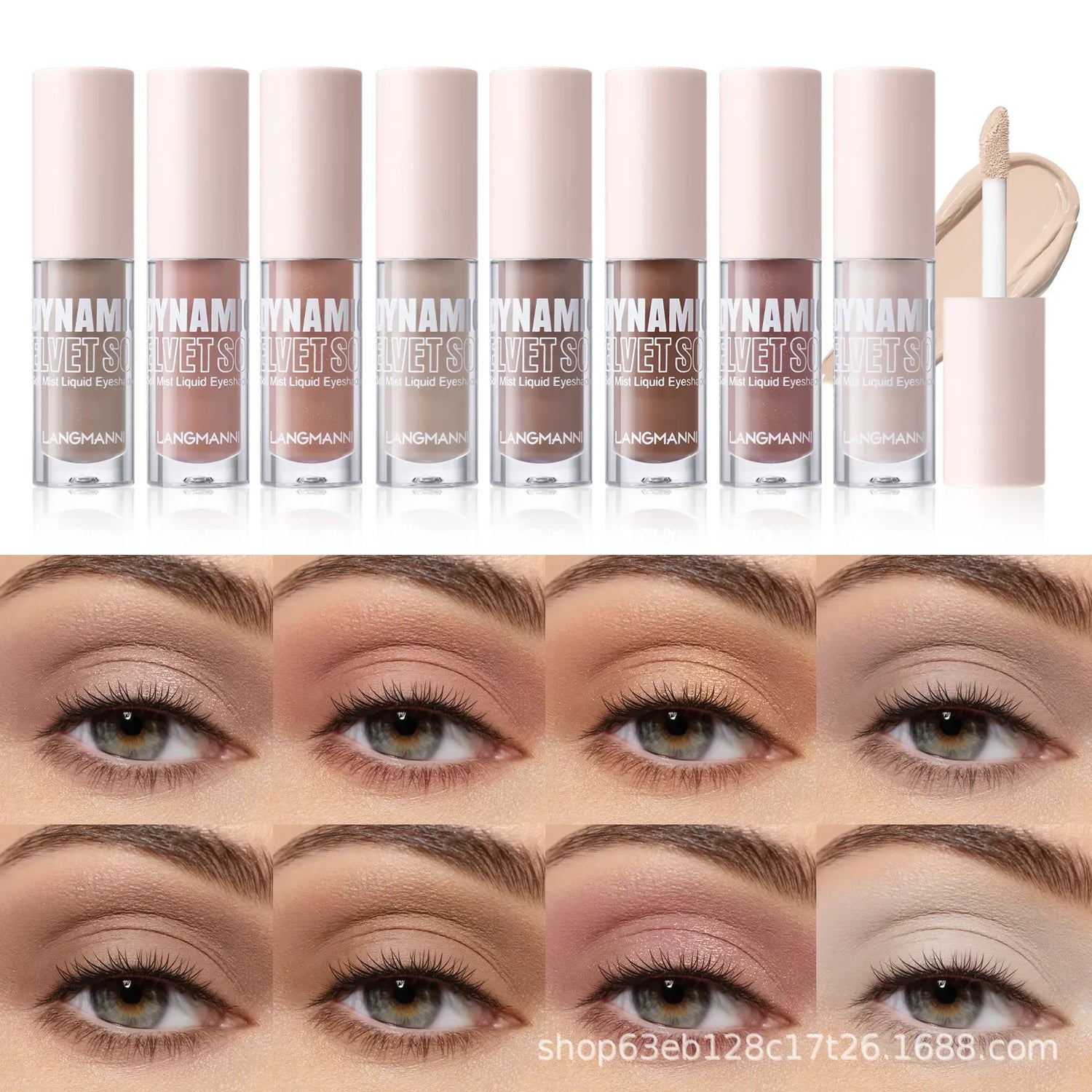 LANGMANNI 8-Color Liquid Eyeshadow Kit with Matte & Shimmer Finishes Long-Lasting Pigmented Eye Tint for Daily & Party Use