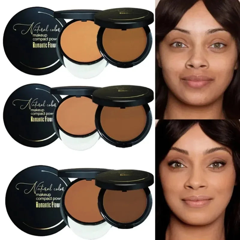 Wheat Bronzing Powder Matte Finish Sweatproof Oil Control Dark Skin Foundation Concealer Contour Palette with Powder Puff Mirror