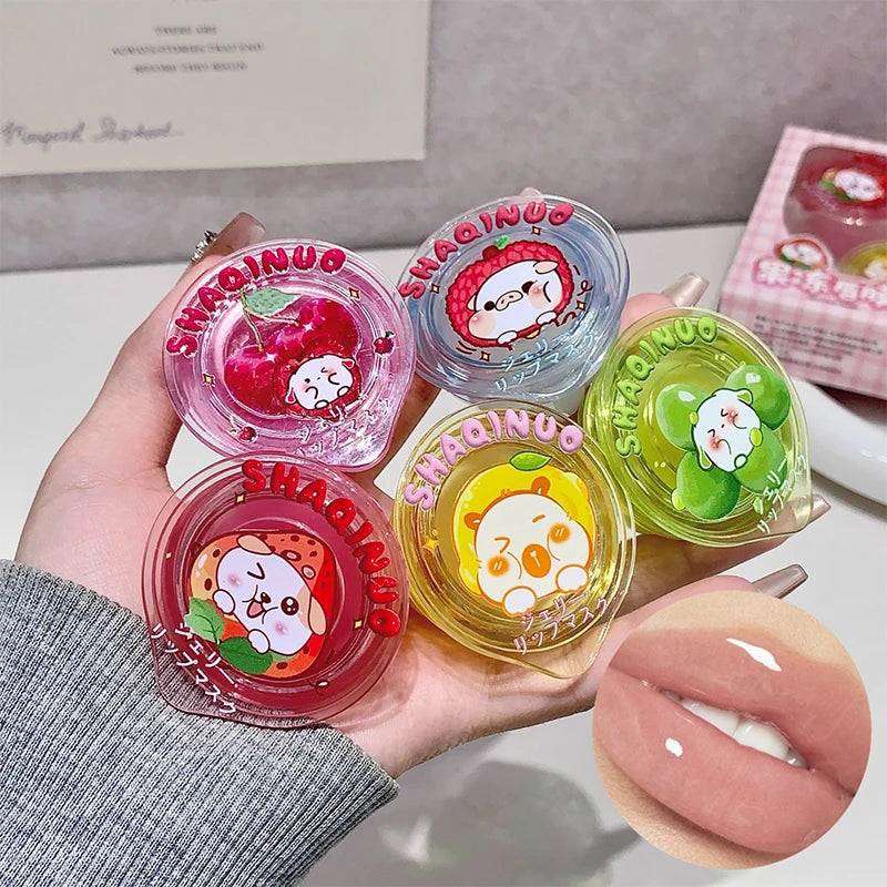 Shaqinuo Jelly Lip Mask Moisturizing and Hydrating Sleep Fruit Lip Balm for Students to Reduce Lip Lines and Prevent Dryness, a Must-Have Christmas Gift for Autumn and Winter.