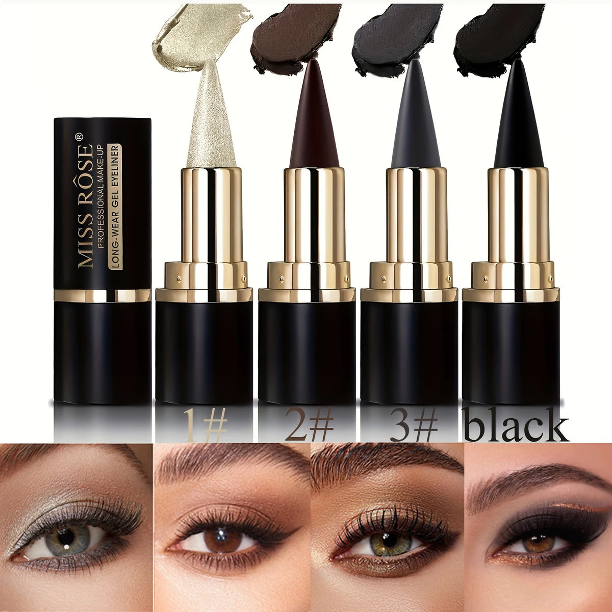 2PCS Creamy Texture Eyeliner Set Gel Eyeliner Easy Coloring Sweat Proof High Pier Pencil, Daily Makeup Accessories for Women