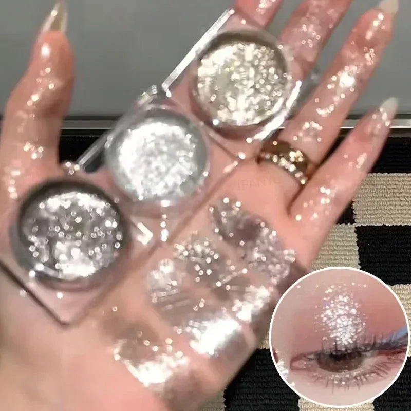Liquid Gel Eyeshadow Pearl Glitter Body Highlighter Monochrome Diamond Shimmer Silkworm Brighten Highgloss Sequins Quick Drying