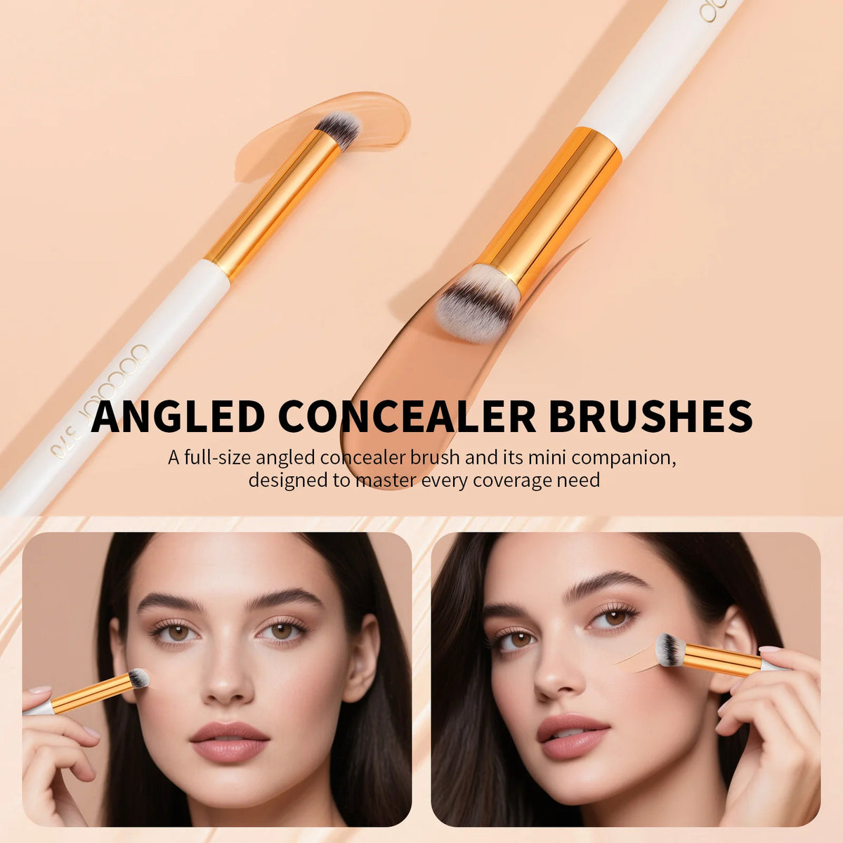 Docolor Concealer Brush 2 Pieces Ultra Soft Bristles for Flawless Coverage Liquid Makeup Brush Set Nose Contour Stippling Brush