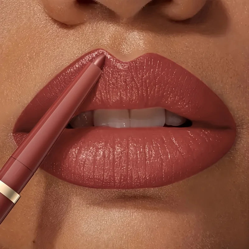 Long Lasting Waterproof Nude Lip Liner Pencil, Matte Smooth High Pigment Retractable Lip Contour Makeup